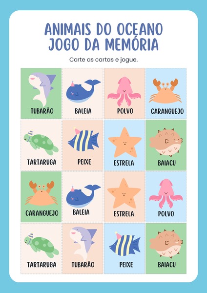 Animais do Oceano - Jogo da Memória