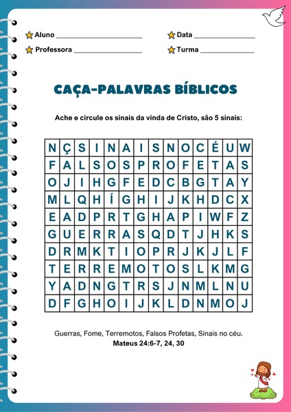 Caça-palavras Bíblicos - Sinais da Vinda de Cristo