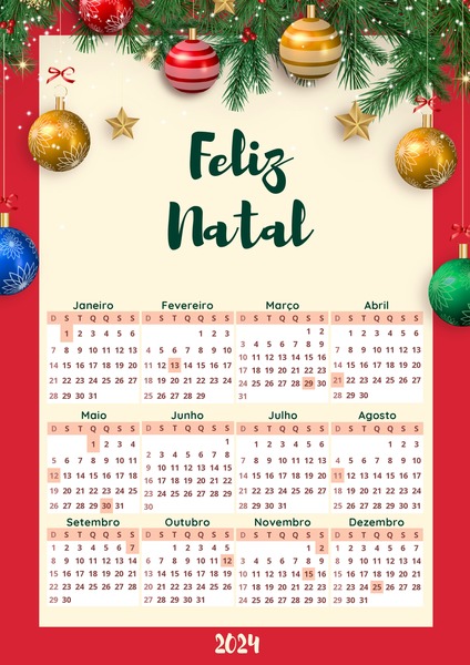 Calendário 2024 - Feliz Natal