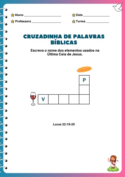 Cruzadinha de Palavras Bíblicas - Ceia