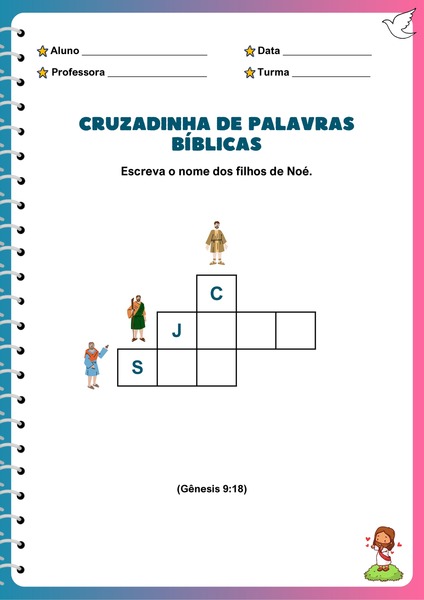 Cruzadinha de Palavras Bíblicas - Filhos de Noé