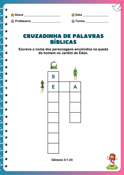 Cruzadinha de Palavras Bíblicas - Queda