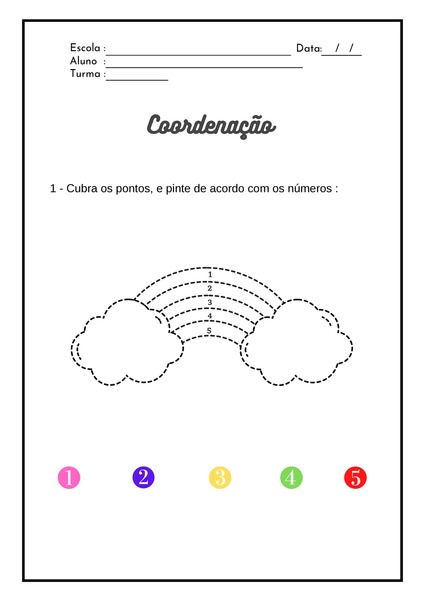 Cubra os Pontos e Pinte com os Números