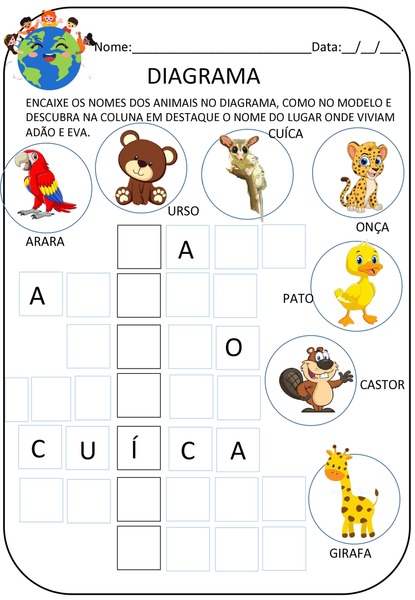 Encaixe os Nomes dos Animais