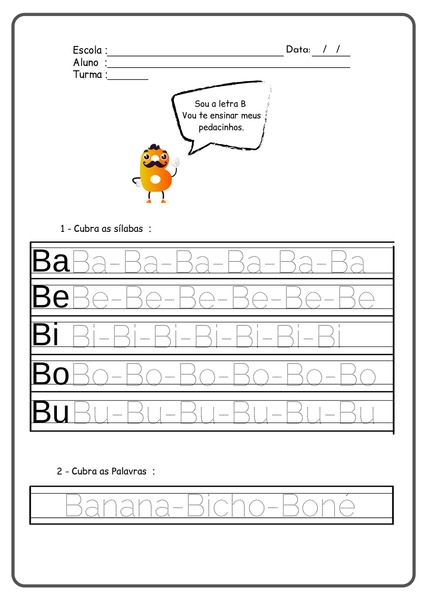 Exercício de Caligrafia com Sílabas