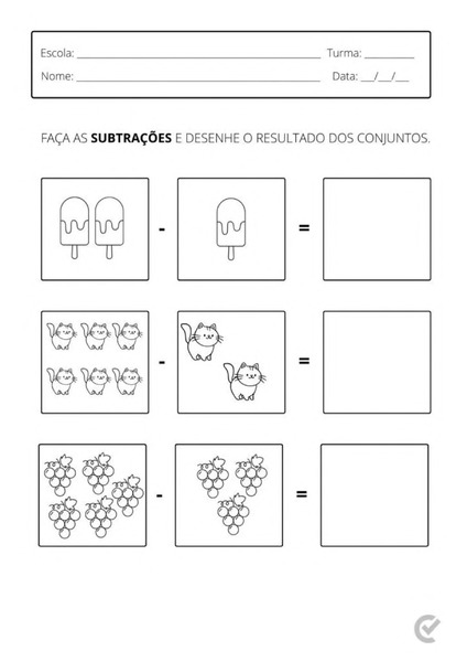 Faça as Subtrações e Desenhe o Resultado