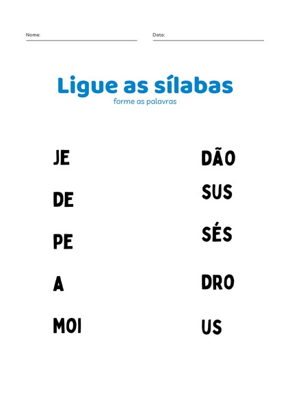 Ligue as Sílabas e Forme as Palavras