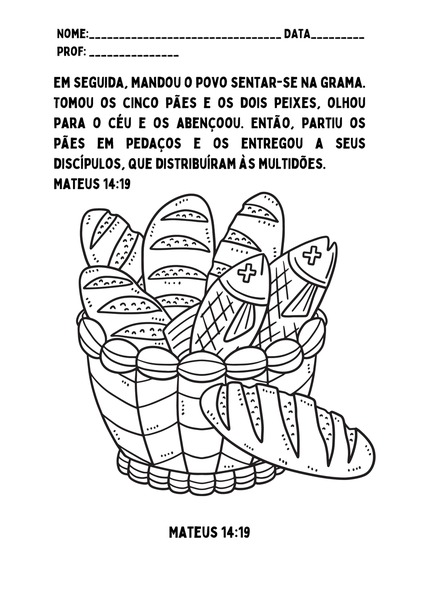 Para Colorir - Multiplicação dos Pães e Peixes