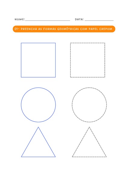 Preencha as Formas Geométricas com Papel Crepom