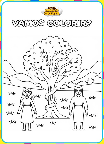 Vamos Colorir - Adão e Eva