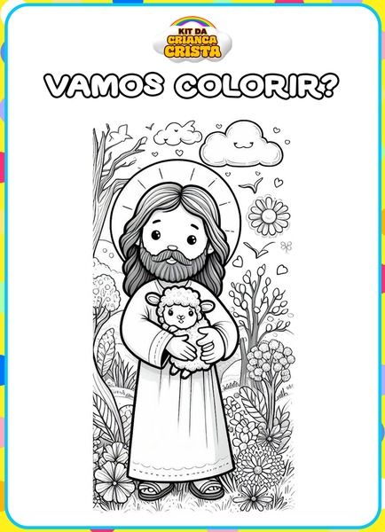 Vamos Colorir - Jesus e a Ovelhinha